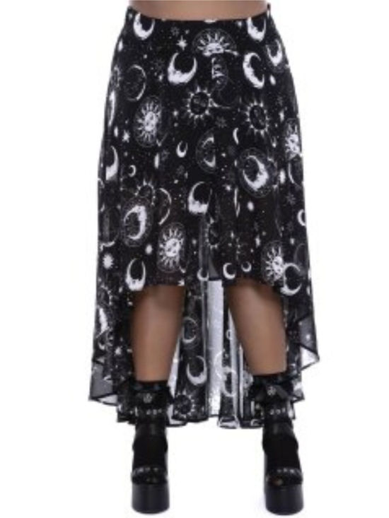 Killstar Dresses & Skirts - Killstar Maxi Skirt 3XL Astral Light Celestial High Low Whimsygoth Chiffon Black